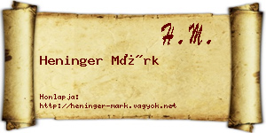 Heninger Márk névjegykártya